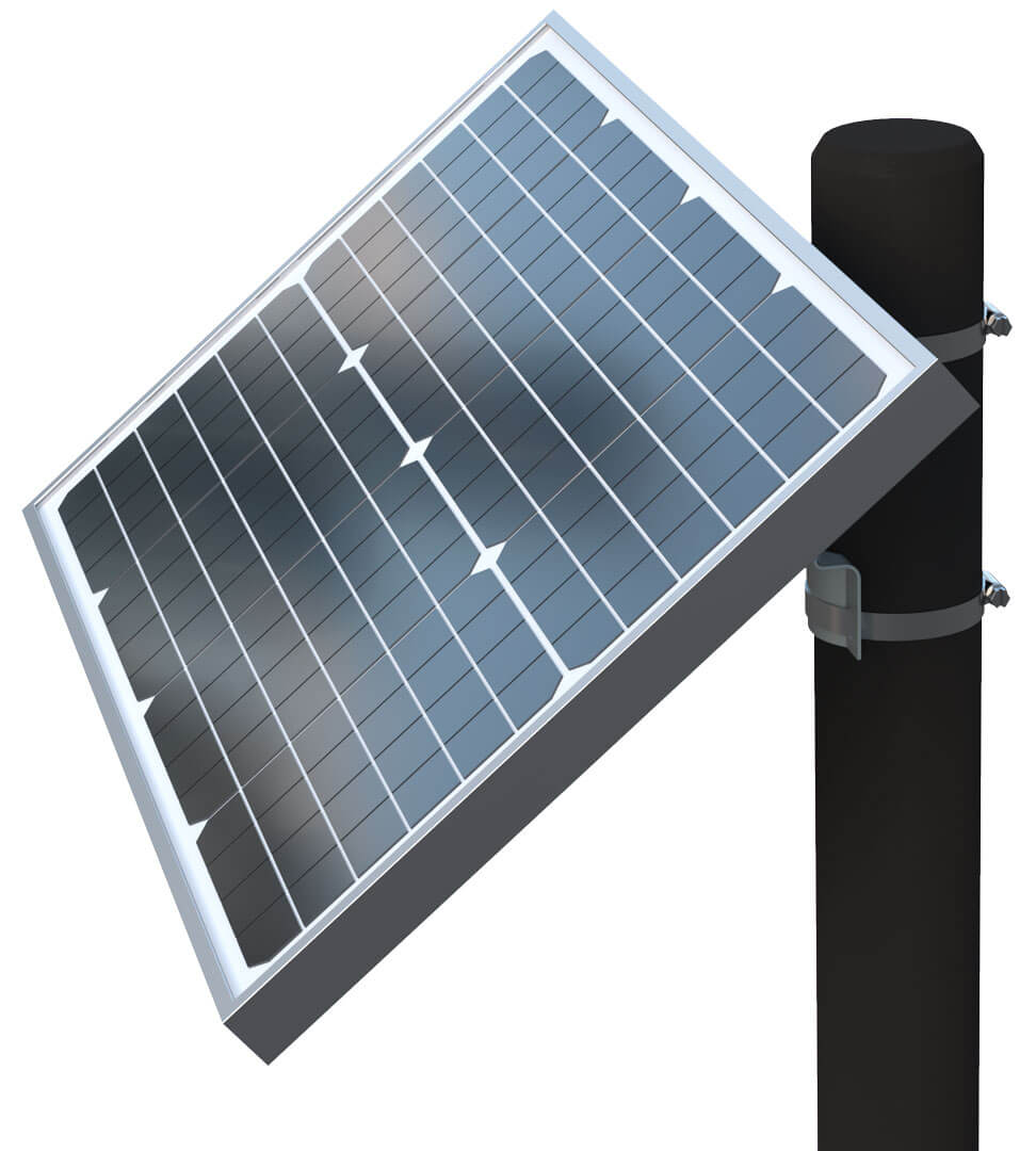 30 Watt Monocrystalline Solar Panel Kit illustration on a post - AX30