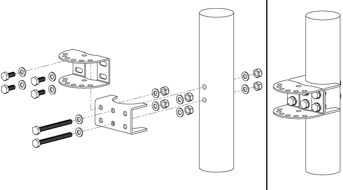4 Inch Round Post Bracket Adapter - AX4R