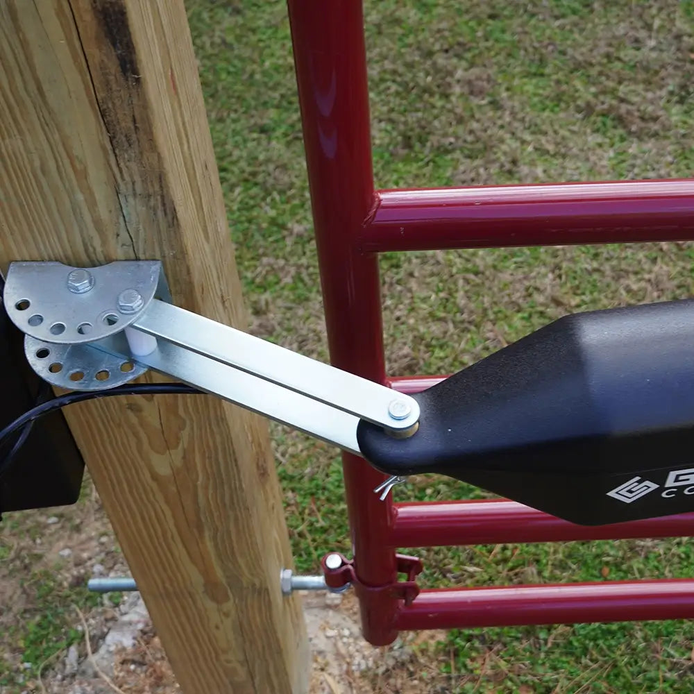 Lifestyle of Push-To-Open Brackets for automatic gate openers opening away from the property