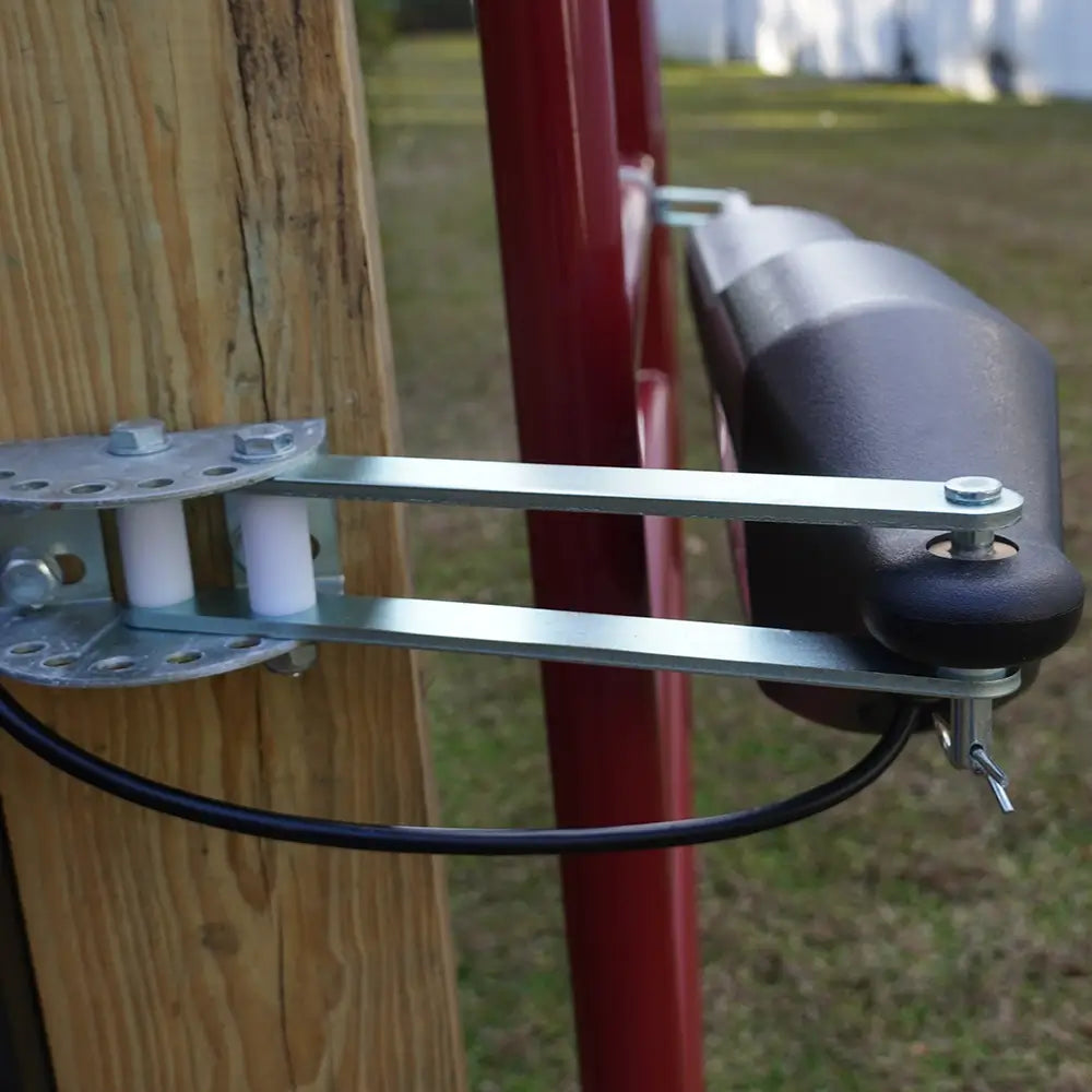 Lifestyle of Push-To-Open Brackets for automatic gate openers opening away from the property