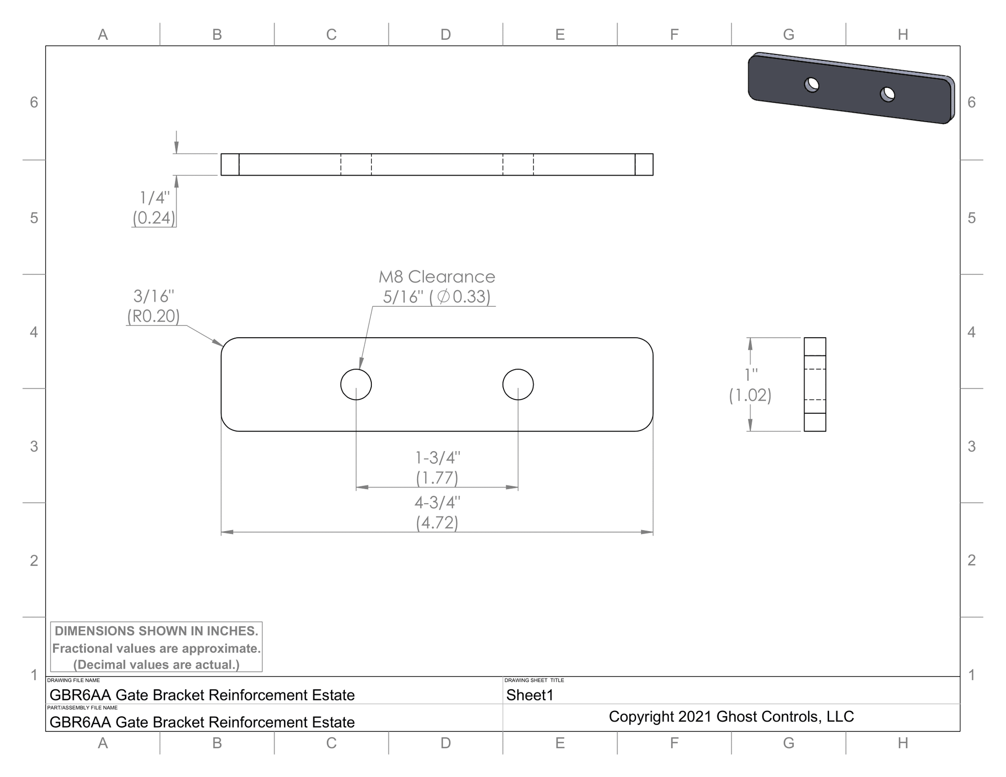 Gate Bracket Reinforcement - GBR6AA