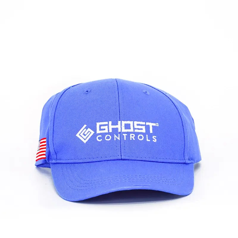 Ghost Controls® Logo Cap Ghost Blue with american flag and salute to service on back