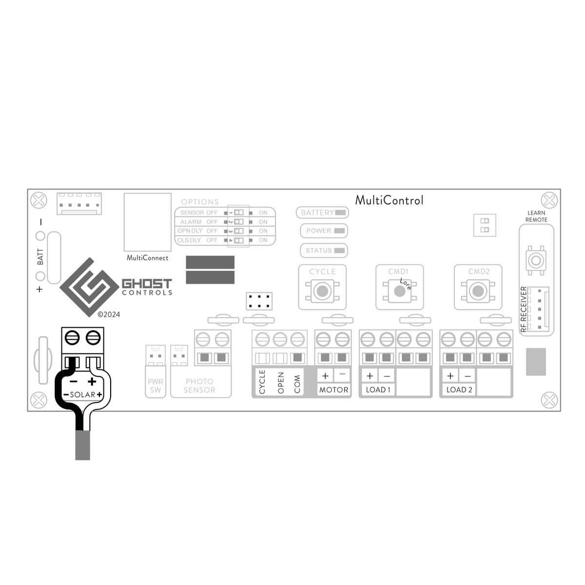 Ghost MultiControl Kit with Remote 30 Watt Solar and Indoor LED Light