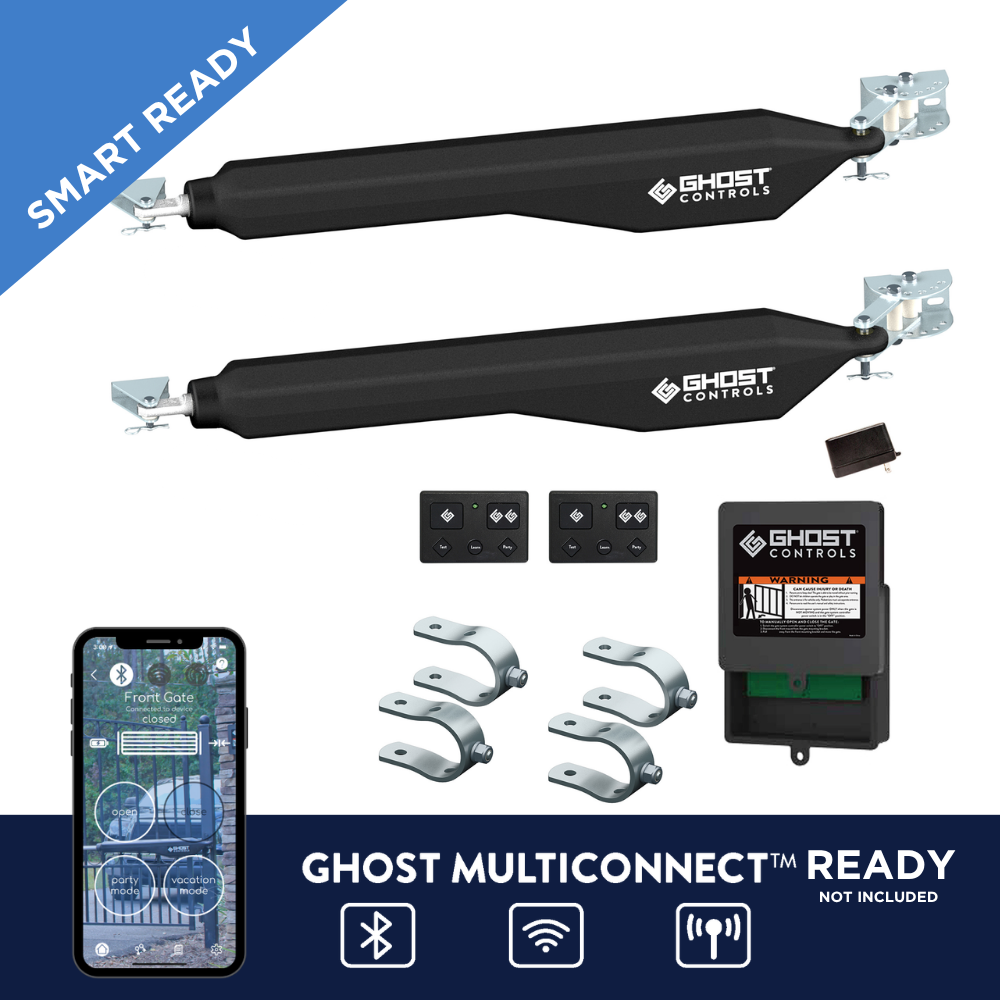 Decorative Series Dual Automatic Gate Opener Kit with 50' Cable with Tube Gate Brackets- DD2UXL