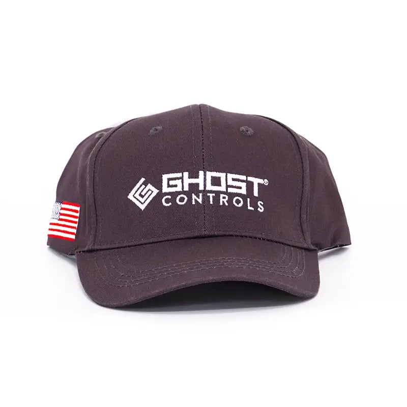 Ghost Controls Dark Gray Cap, structured baseball cap with American flag and "Salute to Service" 