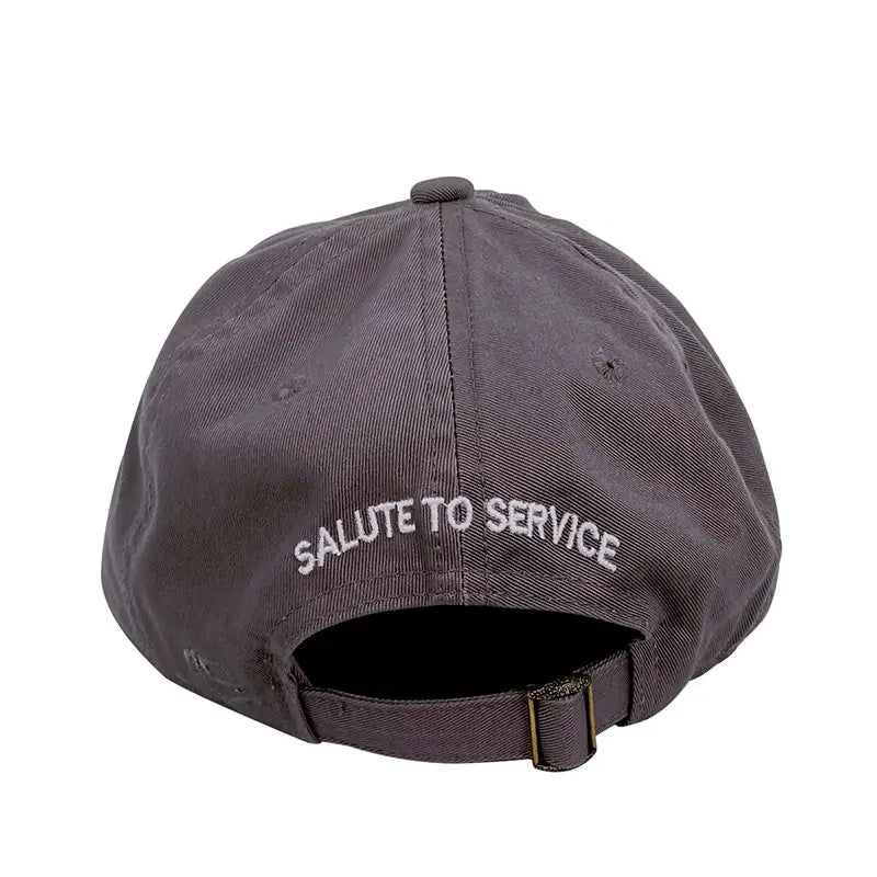 Ghost Controls Dark Gray Cap, structured baseball cap with American flag and &quot;Salute to Service&quot; 